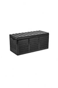 Black 320L Plastic Storage Box Garden Outdoor Shed Utility Cushion Chest Truck