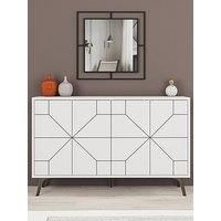 Decortie Sideboard 123X77.4Cm 4 Door Storage Cabinet Particleboard White, White