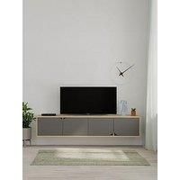 Decortie Tv Unit Up To 78 Inch Tvs 4 Door Storage Tv Cabinet Living Room Oak Anthracite Grey, Multi