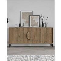 Decortie Sideboard Console 180Cm 35.6X180X82Cm 4 Particleboard Dark Oak Effect, Brown