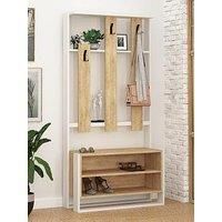 Decortie Hall Tree Coat Stand 36X90X180Cm With 3 Metal Hooks Particleboard White, Multi