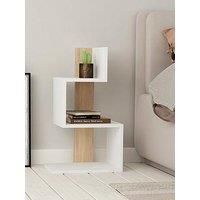 HOCUS PICUS Modern Nightstand Bedside Table for Bedroom - Lamp Holder Side/Coffee Table - Easy to Assemble and Clear - 30 x 42 x 72cm (White-Oak)