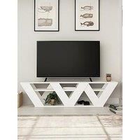 Hocuspicus HOCUS PICUS Modern TV Stand for up to 65-inch TVs, Tv Stand Media Unit, Tv Console, 2 Tiers Unit Component for Storage Shelf for Living Room, Bedroom etc. with Multi Colour Option (White)
