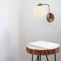 Opviq Daisy 146-A wall light, gold-coloured, opal glass