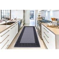 Heavy Duty Machine Washable Hallway Kitchen Non Slip Door Mat Grey Black