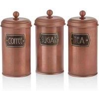 Rozi Copper Coffee Tea And Sugar Canister Set - 22 Cm