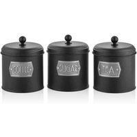 Rozi 17cm Coffee, Tea, And Sugar Canister Set - Black