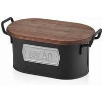 The Mia Black Bread Storage Container GLV0503-Made of Galvanized. It is Suitable for Outdoor use and Does not Rust and Stain. Product Size is 18(Y) X39(G) X20(D) cm.