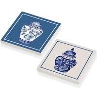The Mia Vase Bleu Blanc Natural Stone Coasters, Set of 2