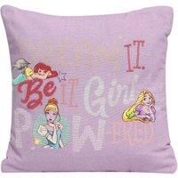 Disney Home Princess Embellished Cushion With Filling,100% Cotton,40x40cm, Easy-care,Multi Coloured (16"x16" inches)