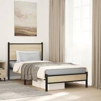 Berkfield Home Metal Bed Frame without Mattress Sonoma Oak 75x190 cm Small Single in Brown