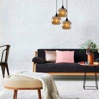 Opviq Gold 021 hanging light 3-bulb round glass 20 cm