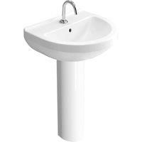 Chennai 1 Tap Hole Basin with Full Pedestal - 550mm