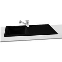 Unbranded Reversible Ceramic Kitchen Sink & Drainer Black Single Bowl (Piece) in Glossy Black