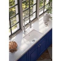 Unbranded Undermount Ceramic Kitchen Sink White Single Bowl (Piece) in Glossy White