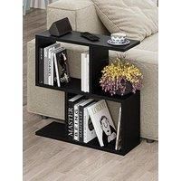 HOCUS PICUS 2 Tier Storage End Side Table - Versatile C Table - 60x60x19.50cm - Shelves Organizer Office Living Room End Desk Stand Display (Black)