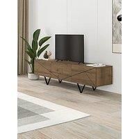 HOCUS PICUS Modern TV Unit Storage Cabinet with 3 Door 160(W) cm Multimedia Centre TV Furniture Table TV Cabinet 4 Metal Legs (Dark Oak Effect)
