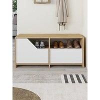 Nexus Shoe Cabinet 2-Door Storage and Open Shelf Space Saver Hallway Furniture