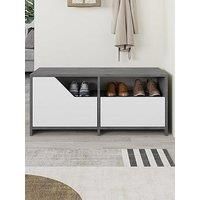 Nexus Shoe Cabinet 2-Door Storage and Open Shelf Space Saver Hallway Furniture