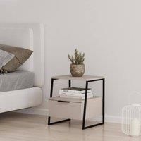 1 Drawer Sandstone Bedside Table Nightstand Modern Black Metal Frame