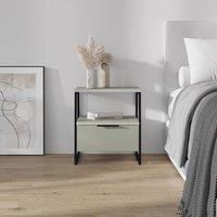 1 Drawer Ash Green Bedside Table Nightstand Modern Black Metal Frame