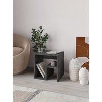 Hocuspicus HOCUS PICUS Modern Square End Table G-Shape Side Table Open Shelf Storage Coffee Sofa Table 40x40cm Chipboard for Living Room Bedroom (Retro Grey)