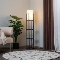 Opviq 8111 floor lamp, black, shelf, white fabric