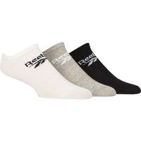 Mens and Ladies 3 Pair Reebok Core Cotton Trainer Socks White / Grey / Black 2.5-3.5 UK
