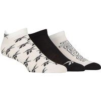 Mens and Ladies 3 Pair Reebok Essentials Cotton Trainer Socks with Arch Support White / Black / White 6.5-8 UK