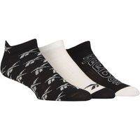 Mens and Ladies 3 Pair Reebok Essentials Cotton Trainer Socks with Arch Support Black / White / Black 4.5-6 UK