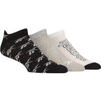 Mens and Ladies 3 Pair Reebok Essentials Cotton Trainer Socks with Arch Support Black / Grey / White 8.5-10 UK