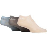 Mens and Ladies 3 Pair Reebok Essentials Recycled Trainer Socks Sand / Grey / Light Blue 2.5-3.5 UK