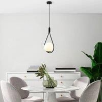 Opviq GMN-00008 pendant light 1-bulb black/opal glass