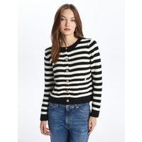 Elegant Button-Up Striped Knitted Cardigan & Jumper
