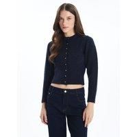 Pearl and Knit Detailed Long Sleeve Cardigan & Jumper in Navy