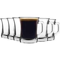 LAV 6X Clear 225ml Zen+ Glass Coffee Mugs - Tea Latte Cappuccino Hot Chocolate Drink Drinking Glasses Cups Set with Handle