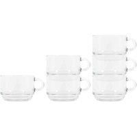 6x LAV 270ml Cozy Stacking Glass Coffee Cups Clear Tea Latte Cappuccino Glasses