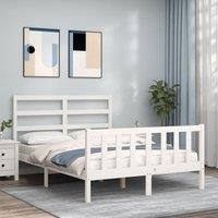 Bed Frame with Headboard White 120x200 cm Solid Wood
