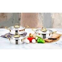 Evimsaray Luna Collection 6-piece Stainless Steel Sauté Pan Set (Gold Handles)