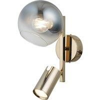 Lucea Clay 1+1 wall light, gold, 2-bulb