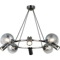 Lucea Zerde 4+4 pendant light 82cm black/chrome, 8-bulb