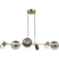 Lucea Zerde 3+3 pendant light, gold, 6-bulb