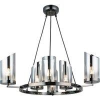 Lucea Padrela chandelier, 68 cm, black chrome 6-bulb