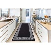 Heavy Duty Machine Washable Hallway Kitchen Non Slip Door Mat Black Cream