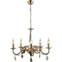Lucea Castro chandelier, antique brass, 5-bulb
