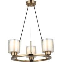 Lucea Ressa chandelier, 44 cm, antique brass, 3-bulb