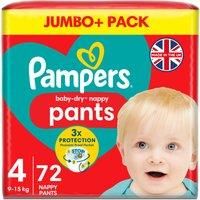 Pampers Baby-Dry Nappy Pants Size 4, 72 Nappies, 9kg-15kg