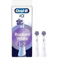Oral-B iO Series Radiant White, Original Replacement Round Brush Heads, Angled Bristles for Deeper Plaque Removal, Polishing Petals for Teeth Whitening, for Oral-B iO Electric Toothbrushes, 2