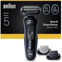 Braun Series 5 Electric Shaver, Up to 50 min, +2 Attachments, 52-B1650S, Blue, Blue