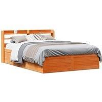 Berkfield Home Bed Frame with Headboard Wax Brown 160x200 cm Solid Wood Pine